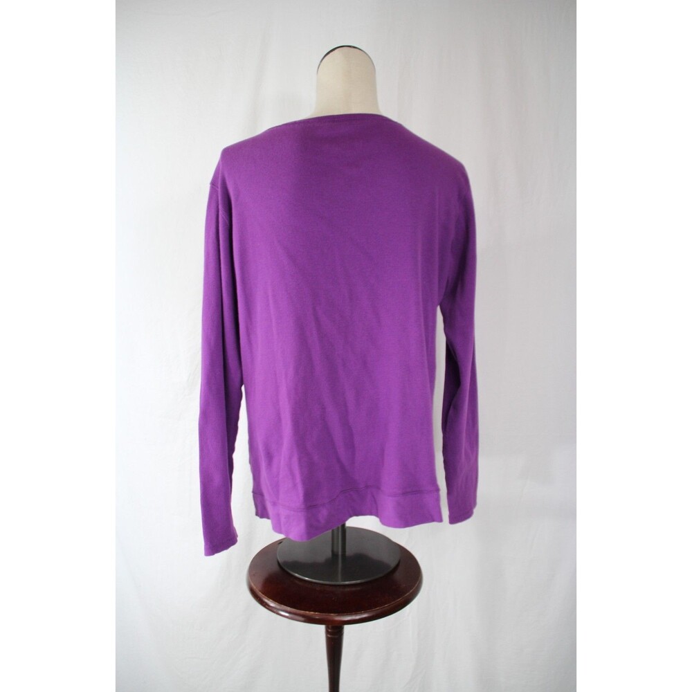 Life Is Good Size L Women's Purple 100% Cotton V Neck Long Sleeve Casual Top - Picture 7 of 10